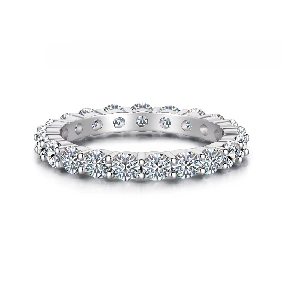 1.90ct Round Lab Created Moissanite 925 Sterling Silver Band Ring - Size 8