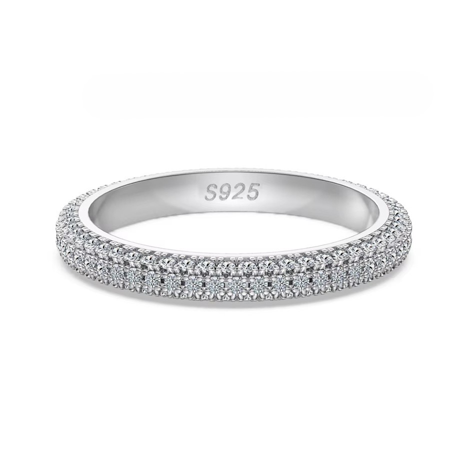 0.735ct Lab Created Moissanite 925 Sterling Silver Band Ring - Size 7