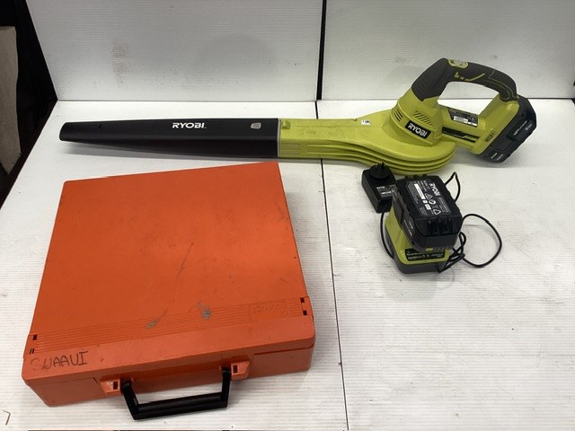 <p>Ryobi Cordless Blower with Charger Orange Storage Case</p>