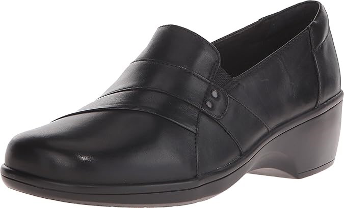 CLARKS Women's May Marigold Slip-On Loafer, US6.5W/UK4/EU37, Black Noir, 26