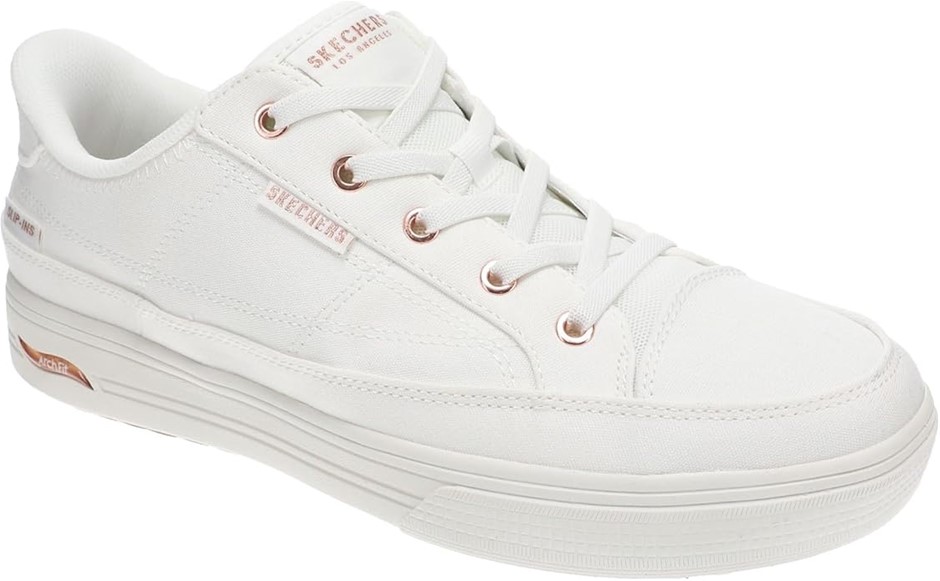 SKECHERS Women's Arch Fit Arcade See Ya There Sneaker, US7/EU37, White, 177