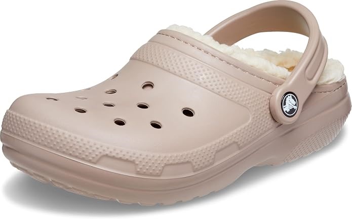 CROCS Unisex Adult Classic Lined Clog, US M2W4/EU33-34, Mushroom/Bone, 2035
