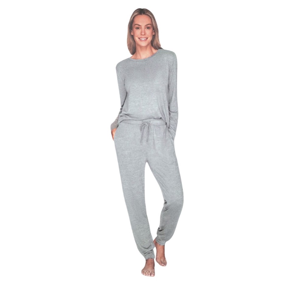 2pc ADVENT Women's Cosy Melange Lounge Set, Size M, 95% Polyester, Blue/Gre