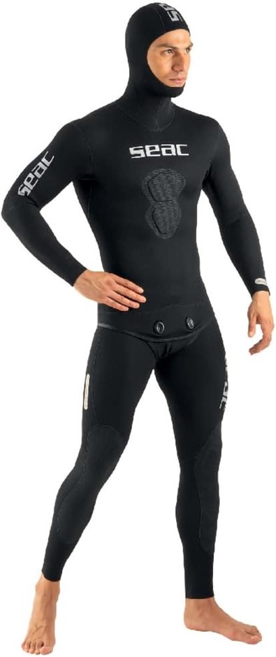 SEAC Men's Black Shark 5mm Wetsuit, Medium, Black, 1-107/M. Buyers Note -
