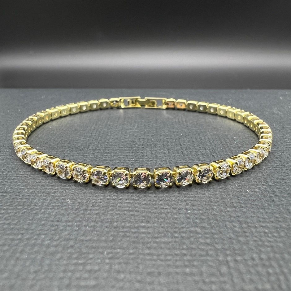 14K Gold-Filled 3mm Tennis Bracelet with Cubic Zirconias - 18cm