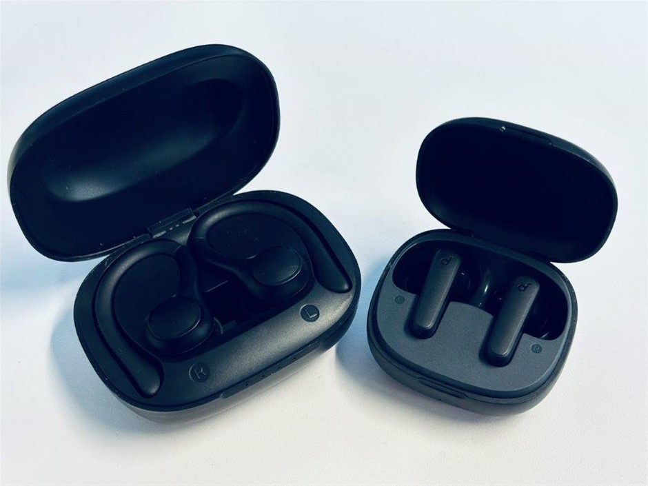 2 x Asstd. Brands model earbuds with charging cases