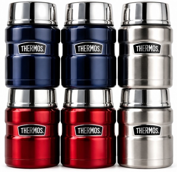 6 x Thermos Stainless Steel Vacuum Insulated Food Jars 470ml – Assorted Col