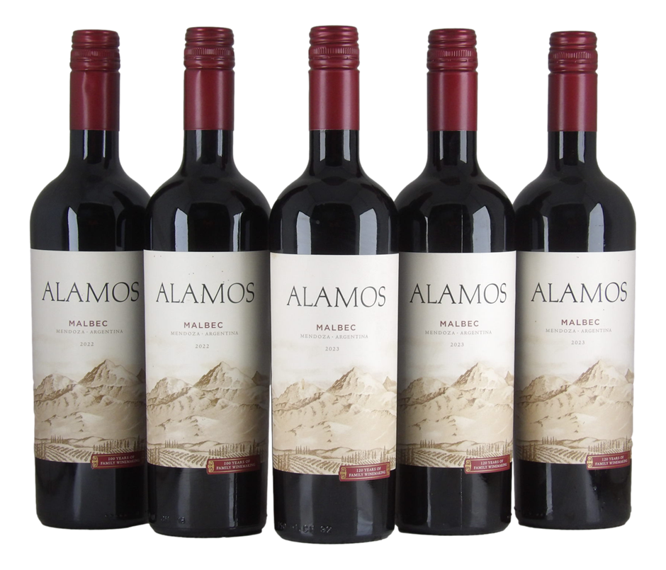 Alamos Malbec 2022/23 (5x 750mL), Argentina.