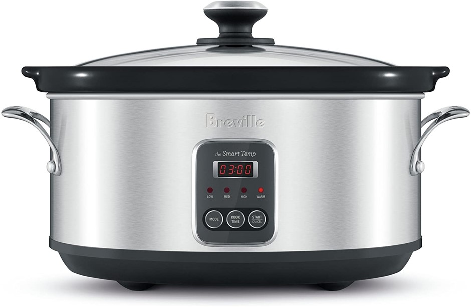 BREVILLE The Smart Temp Slow Cooker, Brushed Stainless Steel. NB: Minor Use