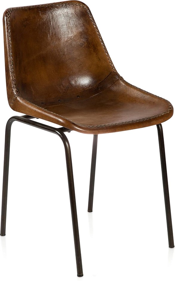 BOHO TRADERS Aged Dining Chair ,Leather, Brown Colour, 44 x 48 x 79cm, 2.7