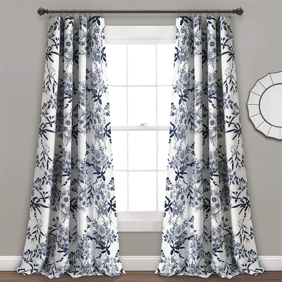 LUSH DECOR Botanical Garden Curtains Floral Bird Print Light Filtering Wind