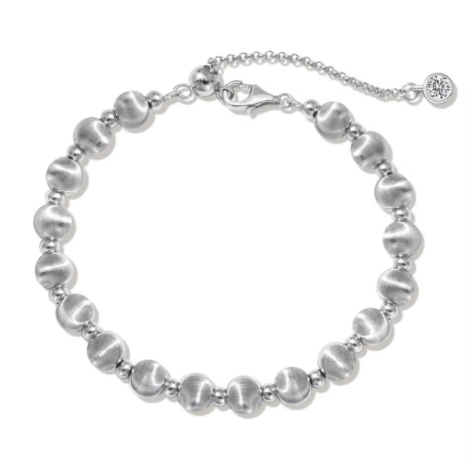 6mm 925 Sterling Silver Cubic Zirconia & Beads Bracelet