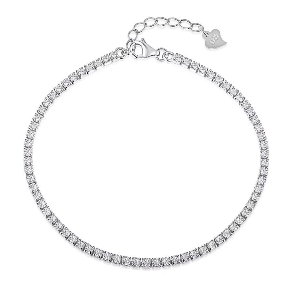 2mm Cubic Zirconia 925 Sterling Silver Tennis Bracelet-18cm