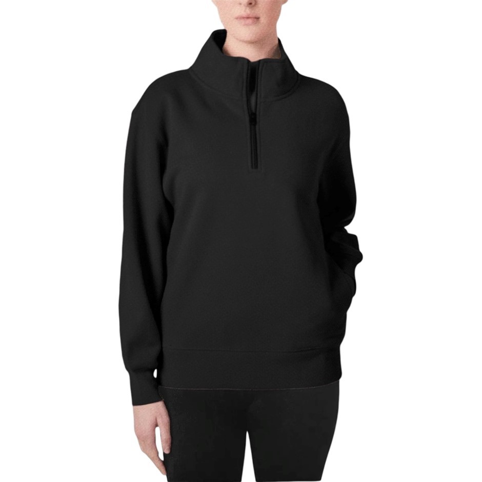 TUFF Women's 1/4 Zip Fleece Pullover, Size M, Black. Buyers Note - Discoun