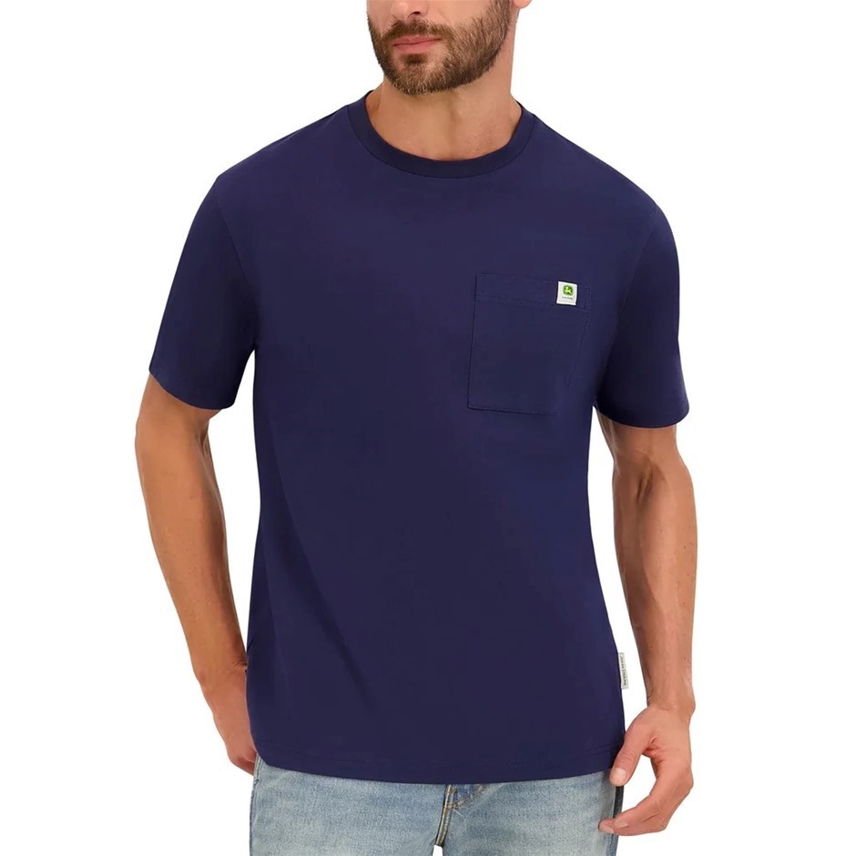 JOHN DEERE Men's Tee, Size S, 100% Cotton, Navy. Buyers Note - Discount Fr