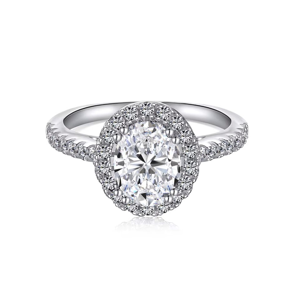 1.5ct Oval Lab Created Moissanite 925 Sterling Silver Ring - Size 5