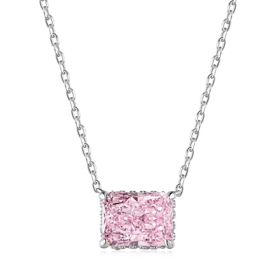2.0ct 925 Silver 8A Cubic Zirconias Rectangle Pendant Necklace