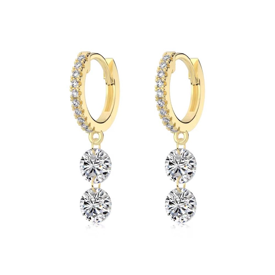 5mm 14K Gold Filled 925 Silver 5A Cubic Zirconia Drop Earrings