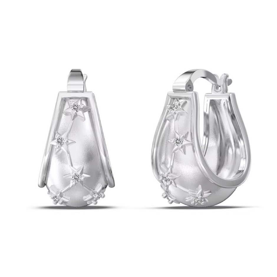 925 Sterling Silver U Shape Earrings with 5A Cubic Zirconia