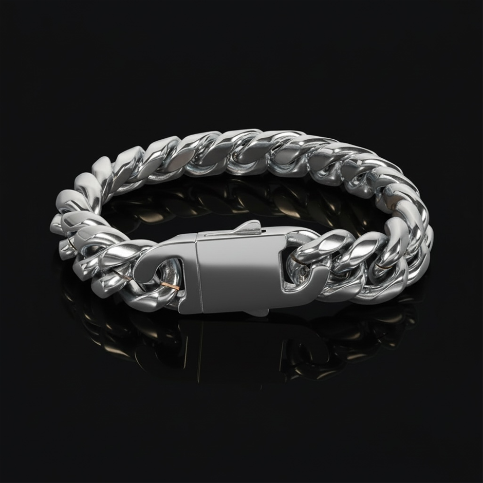 Silver-Filled Cuban Link Chain Bracelet, 16MM Wide - 22.8cm
