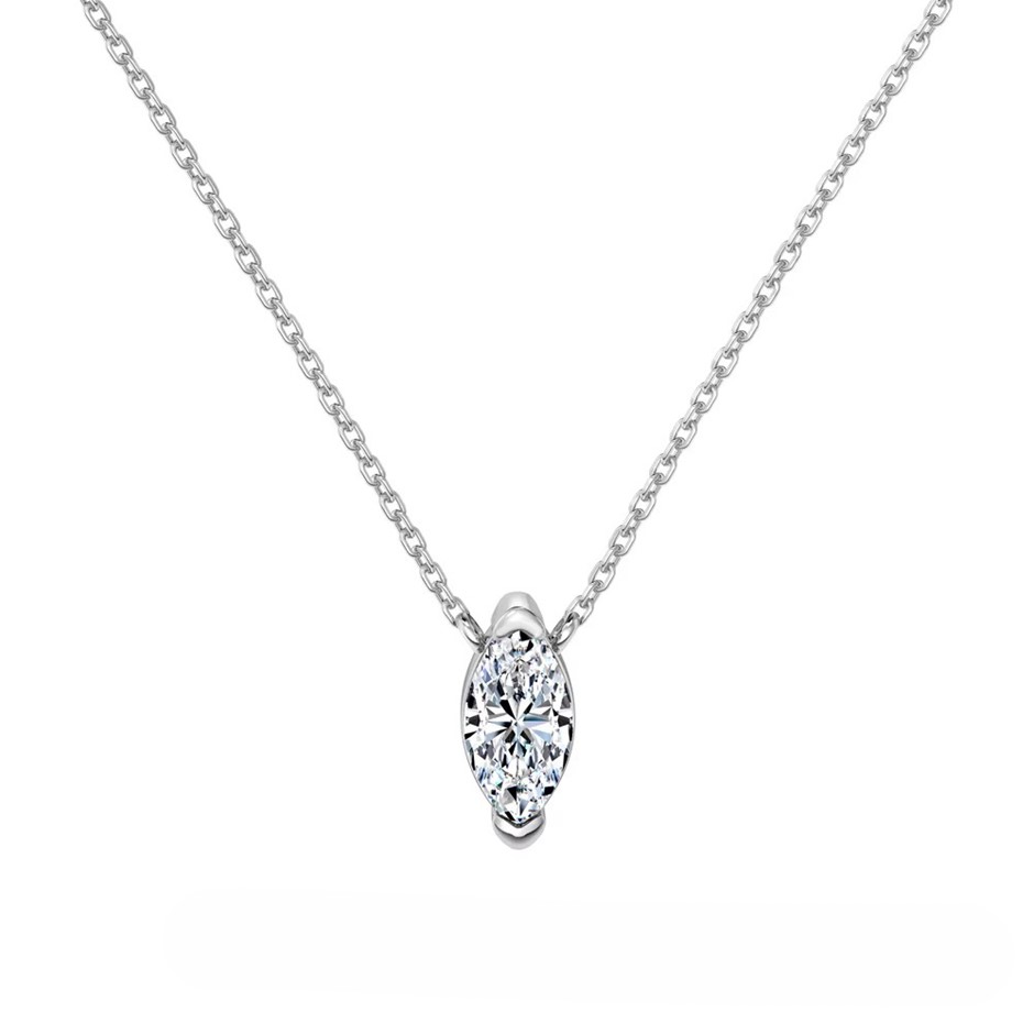 1.00ct Marquise Lab Created Moissanite 925 Silver Pendant Necklace