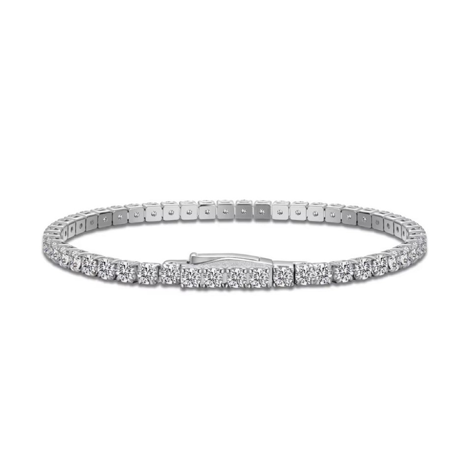 3mm Lab Created Moissanite 925 Silver Tennis Bracelet-17cm