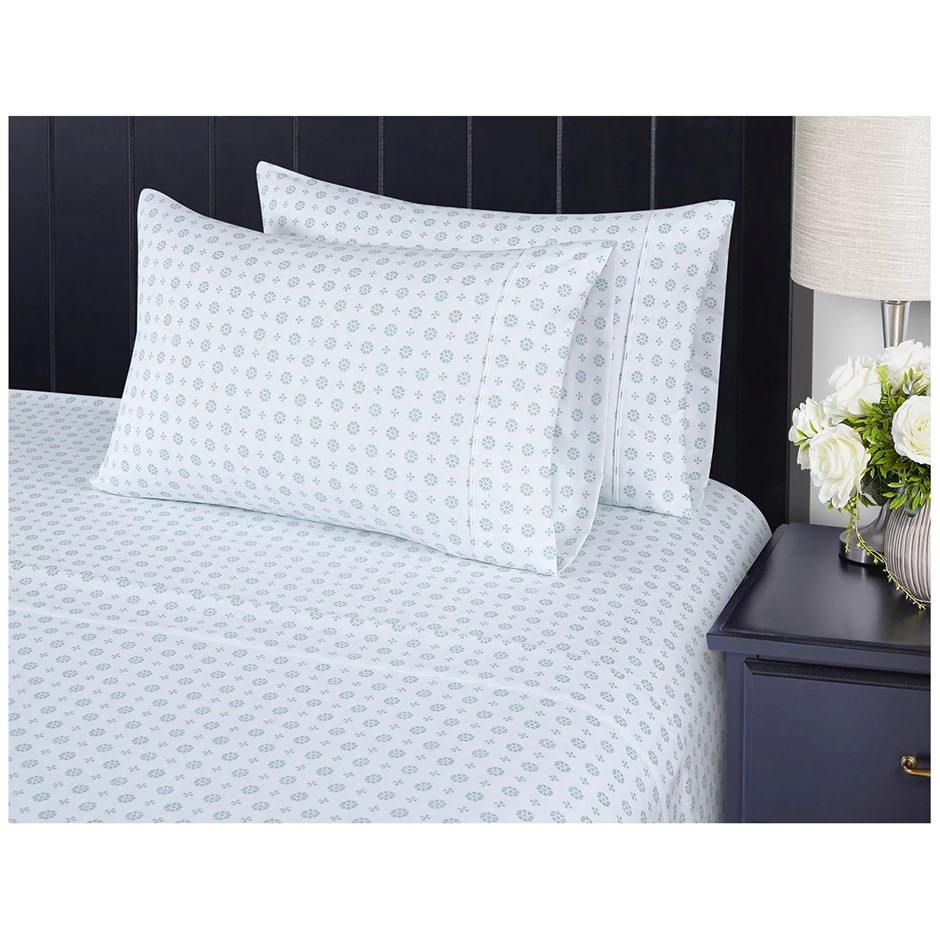 SOUTH POINT 6pc Sheet Set, King, Delf Medallion.