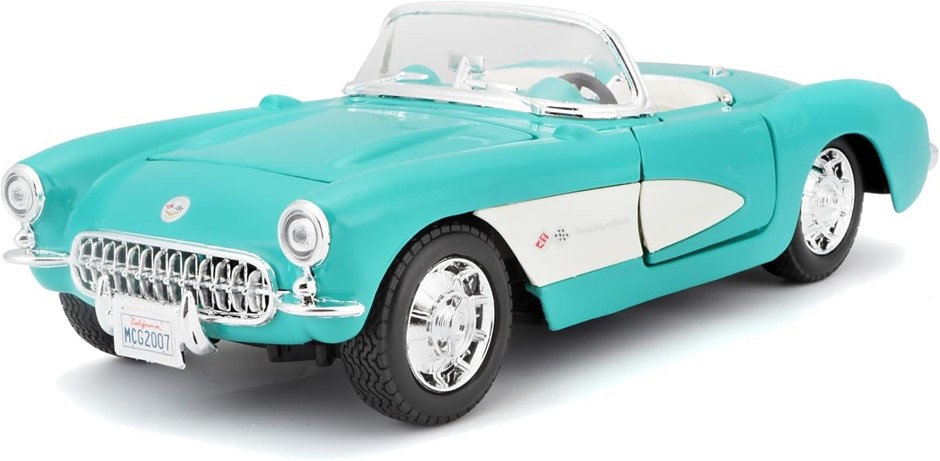 MAISTO 1:24 Diecast Car Model, SE 1957 Chevrolet Corvette, Turquoise. N.B: