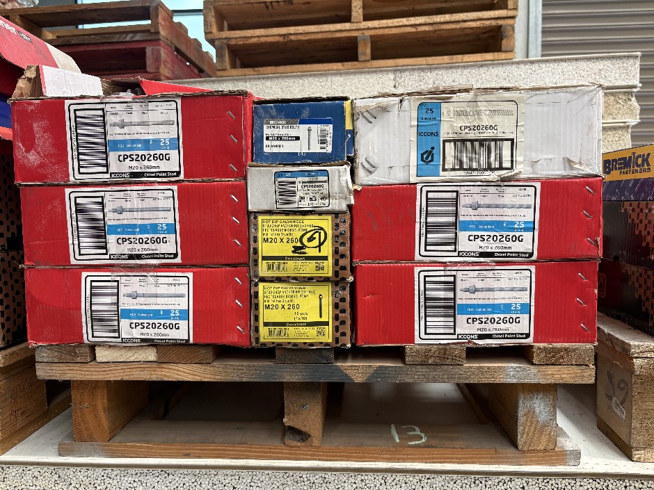 Pallet Comp. Never Used Large Qty of M20 Chemset Stud Bolts