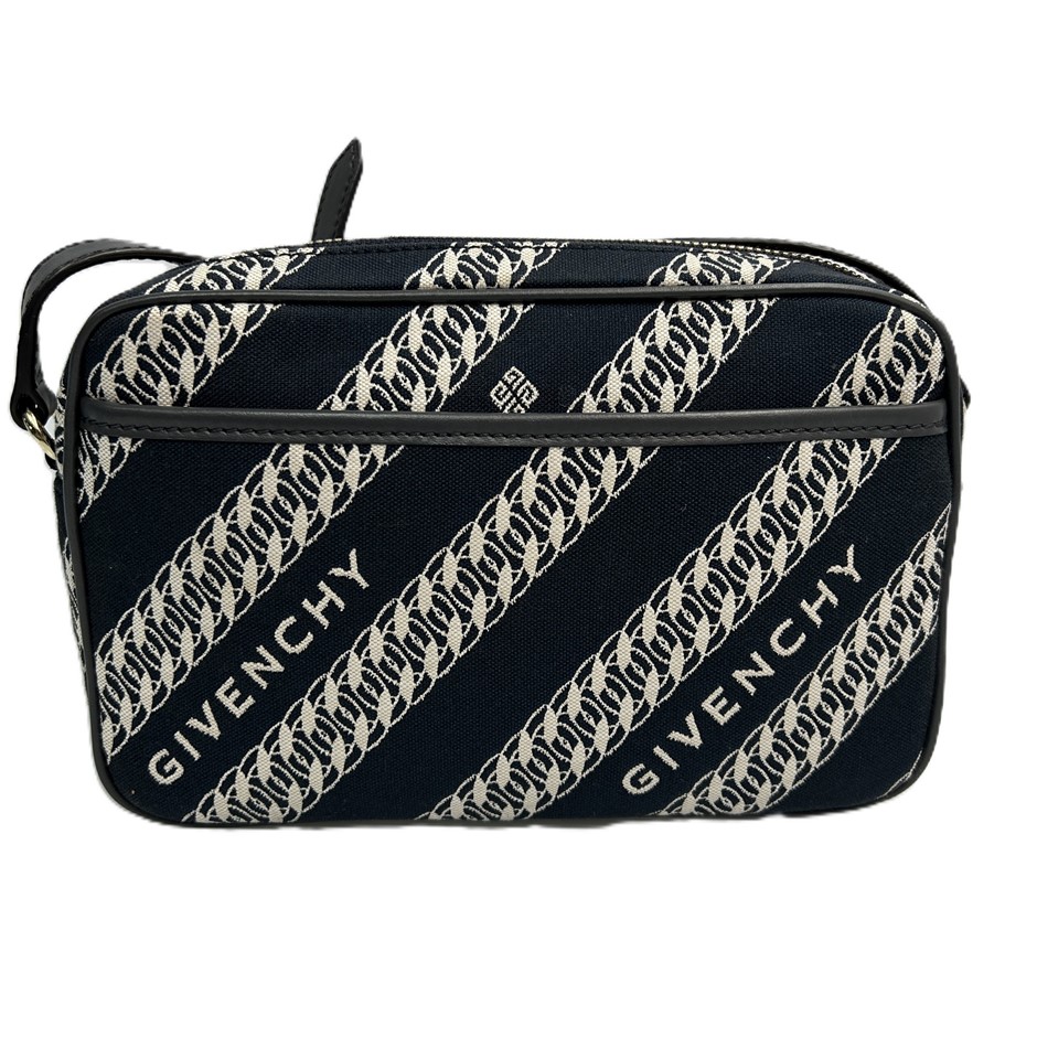 Givenchy Navy Chain Jacquard Crossbody Camera Bag