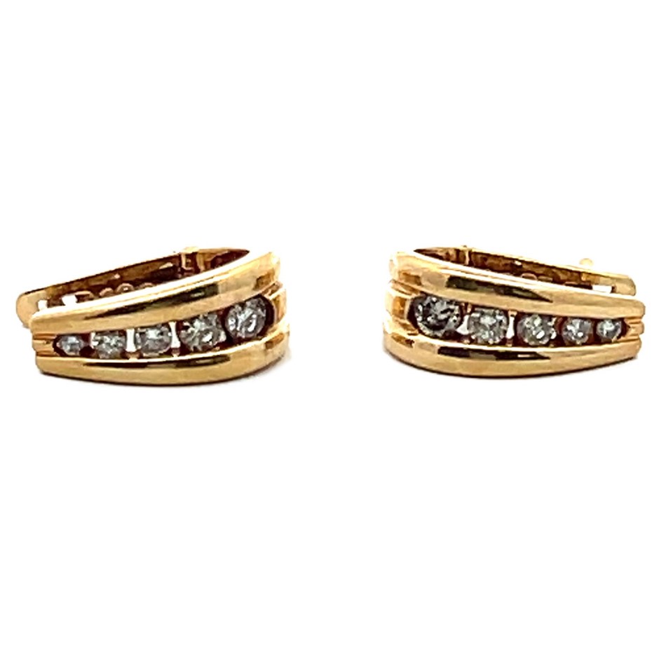 18ct Yellow Gold Diamond Hoop Earrings