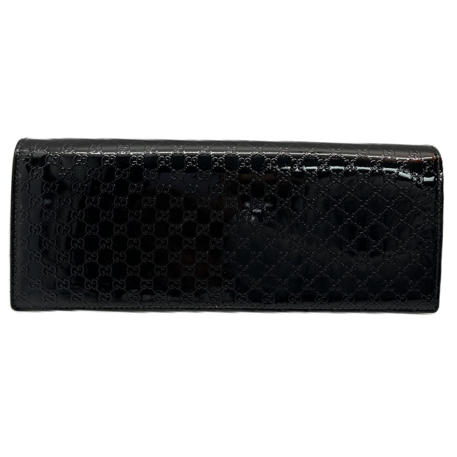 Gucci Black Microguccissima Patent Leather Long Clutch Wallet