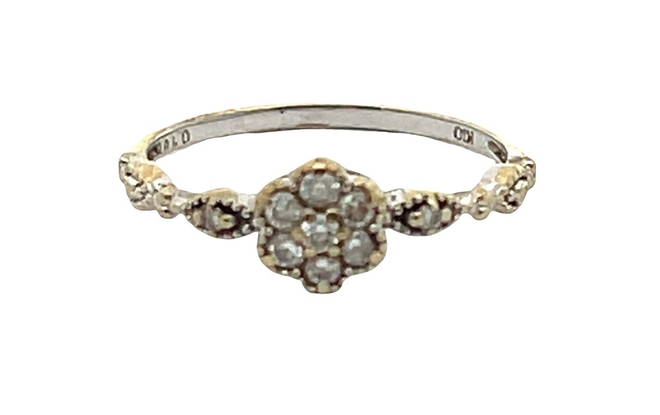 10ct Yellow Gold Diamond Flower Cluster Ring