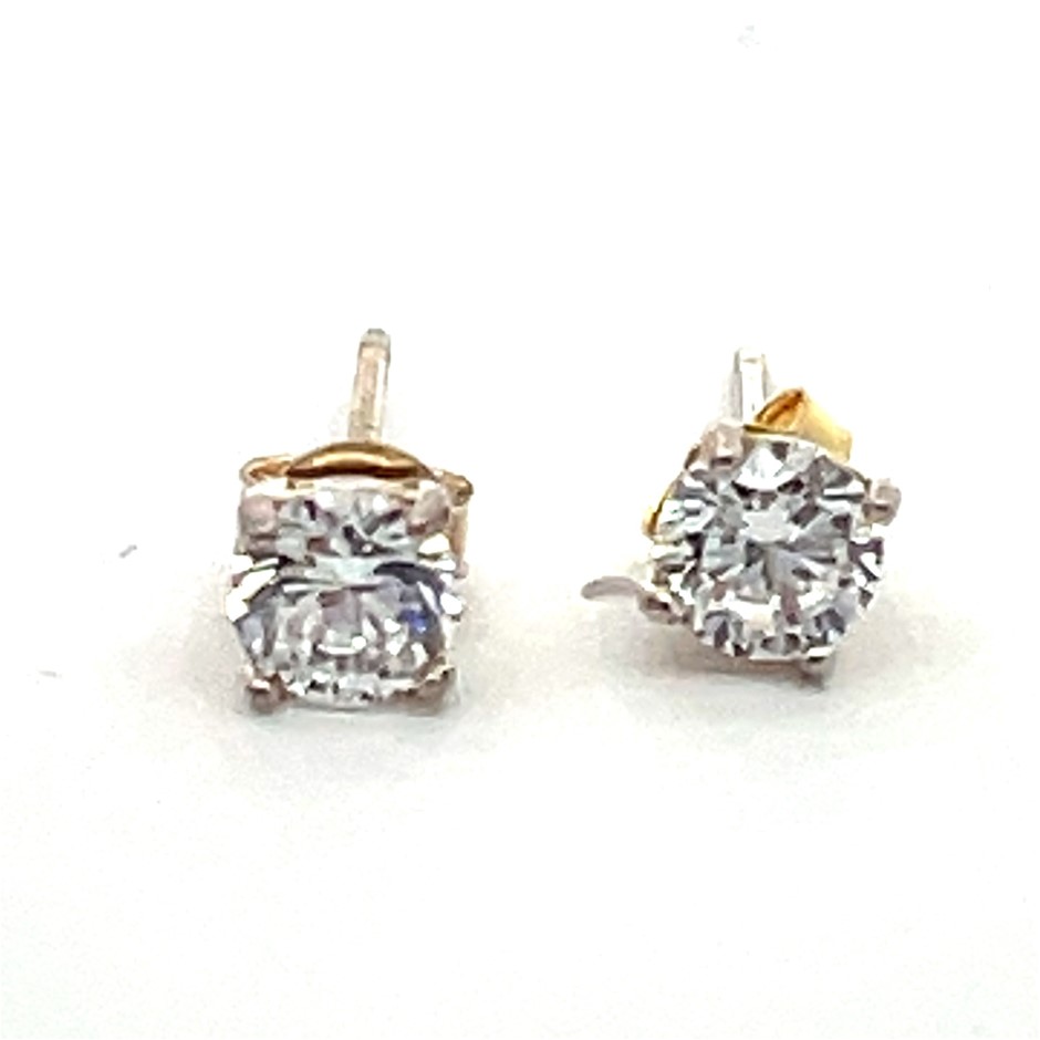 Sterling Silver Cubic Zirconia Stud Earrings