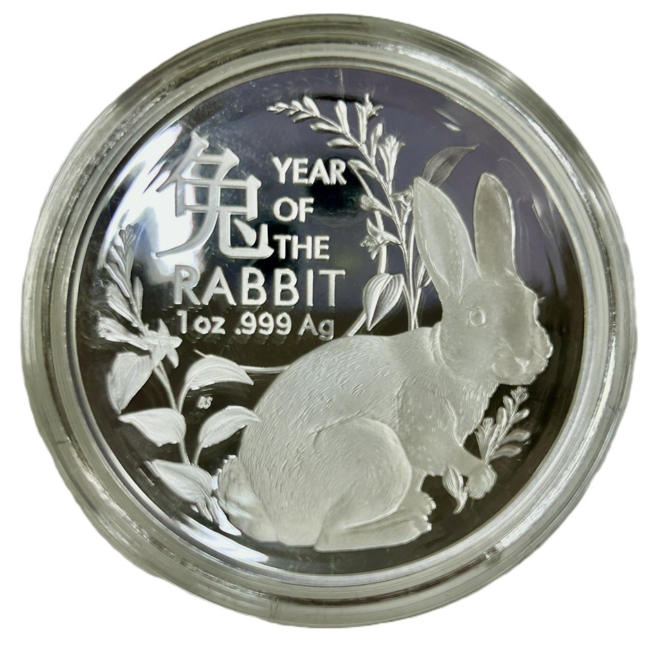 2023 Lunar Series Year of the Rabbit  $5 Domed Fine Silver Proof Coin