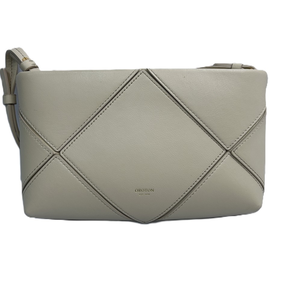 Oroton Cream Geometric Panel Crossbody Bag