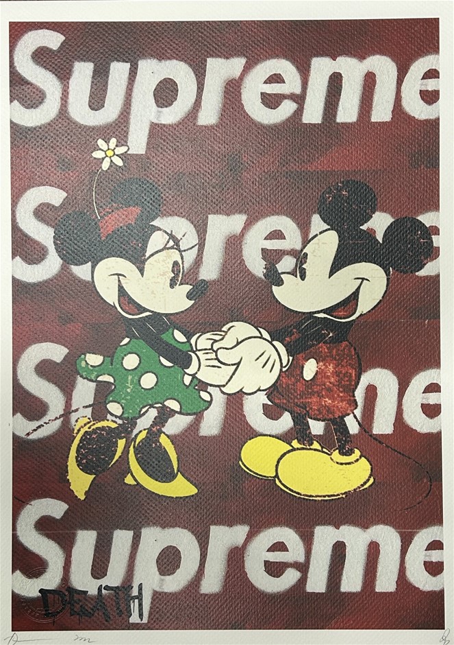 Death Nyc Signed Street Art Print Mickey And Minnie Mouse Supreme Style