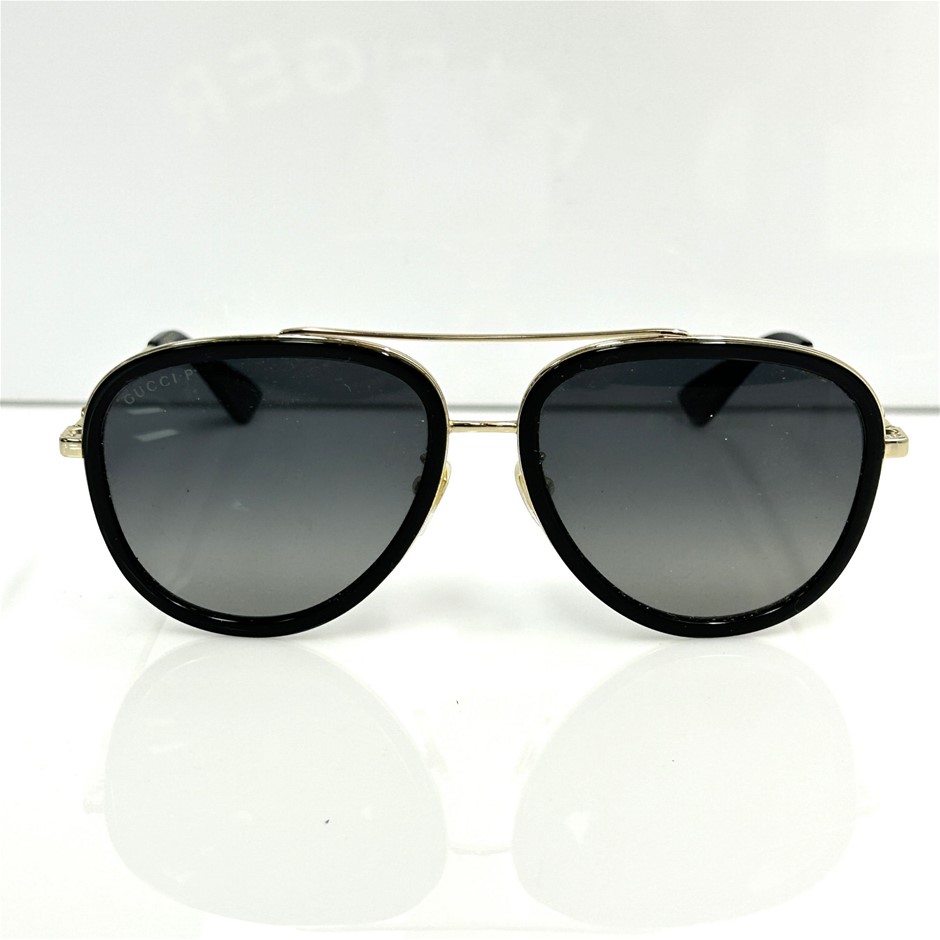 Gucci Aviator Sunglasses Model GG0062S Black Gold