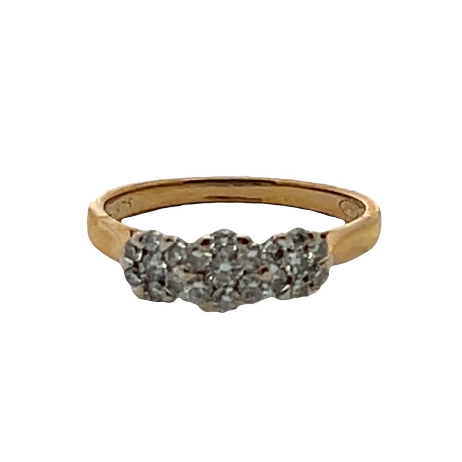 9Ct Yellow Gold 0.40Ct Diamond Cluster Ring