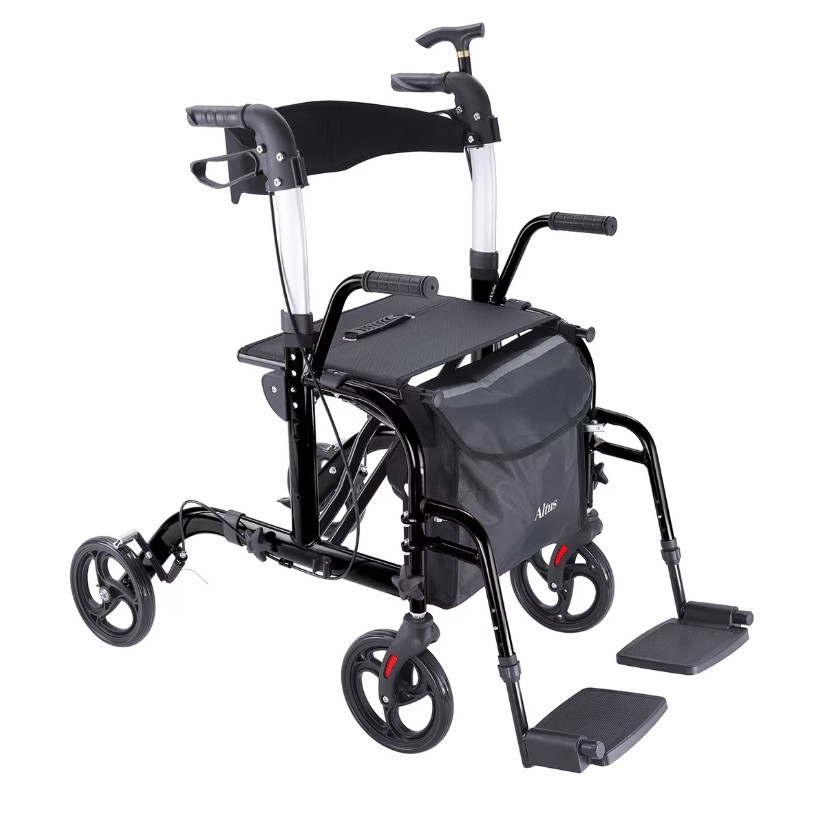 ALTUS Hybrid Duo 2 In 1 Mobility Rollator And Transit Wheelchair, Black. NB