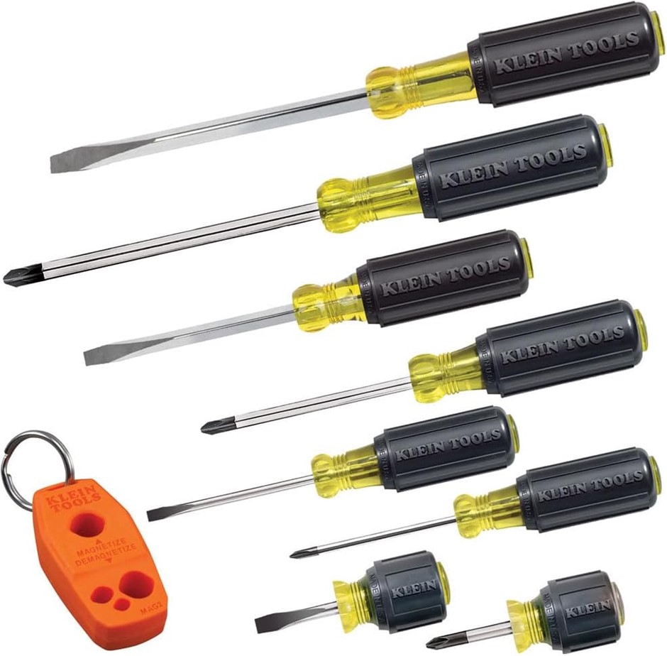KLEIN TOOLS 9pc Screwdriver Set with Magnetizer/Demagnetizer for Magnetic T