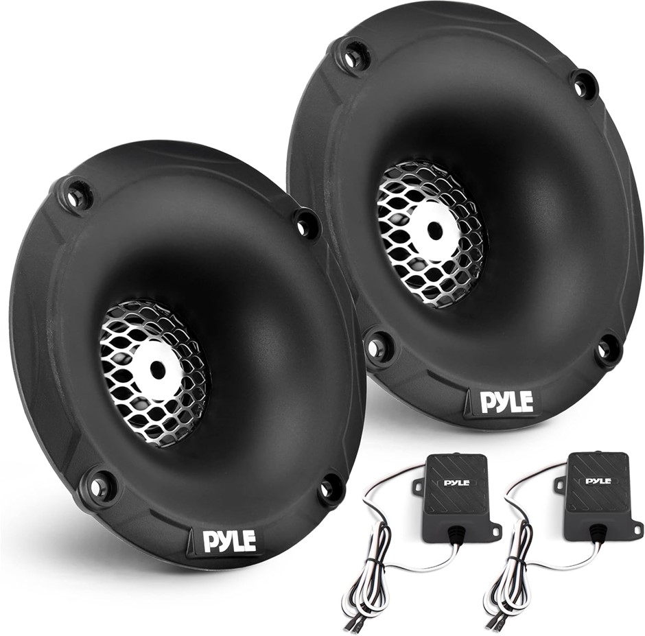PYLE Marine Tweeter Speaker System, One Pair 1inch PEI Black Dome Tweeter w