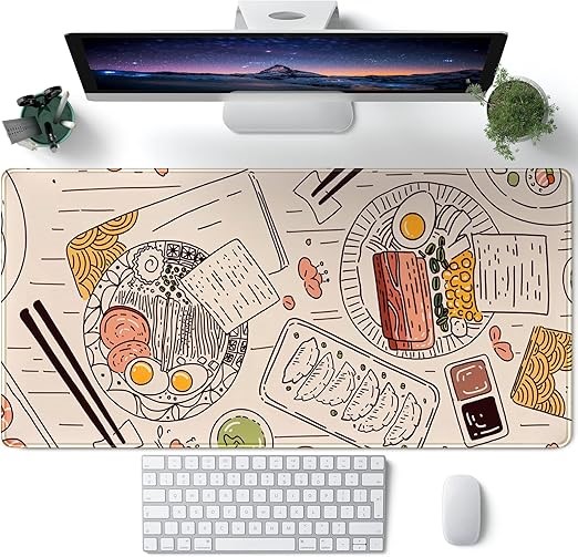 CYZFF Japanese Ramen Sushi Food Desk Mat Beige XL Mouse Pad Large Full Desk