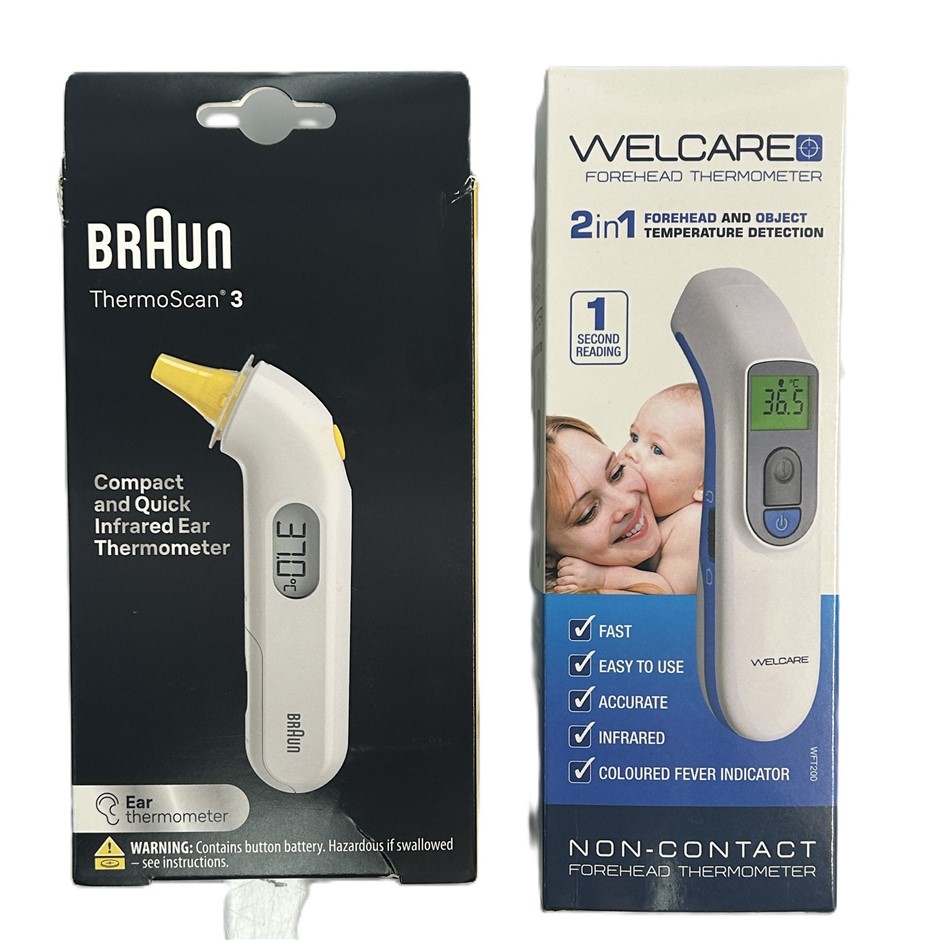 Braun ThermoScan 3 & Welcare Non-Contact Forehead Thermometer Set(2 Pieces)