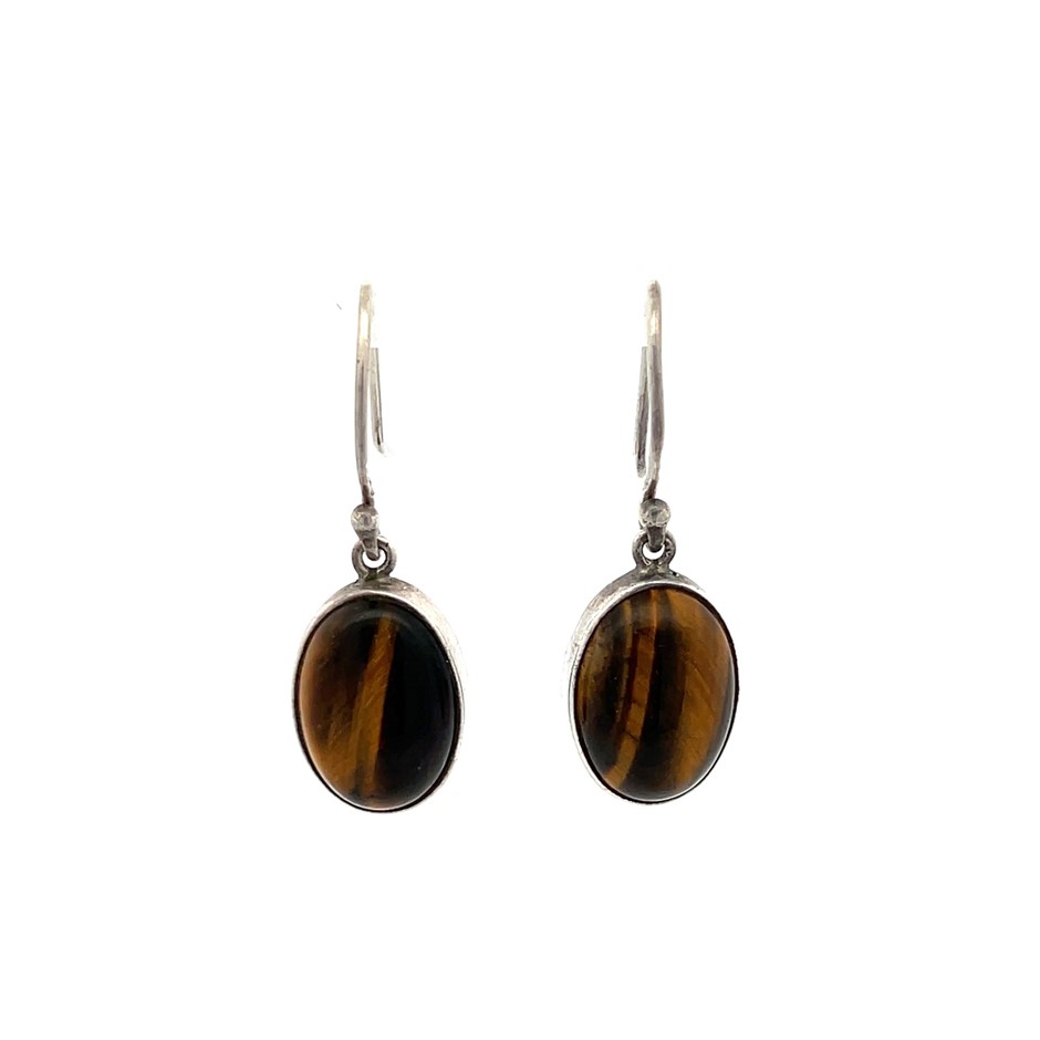 Sterling Silver Tiger's Eye Drop Earrings