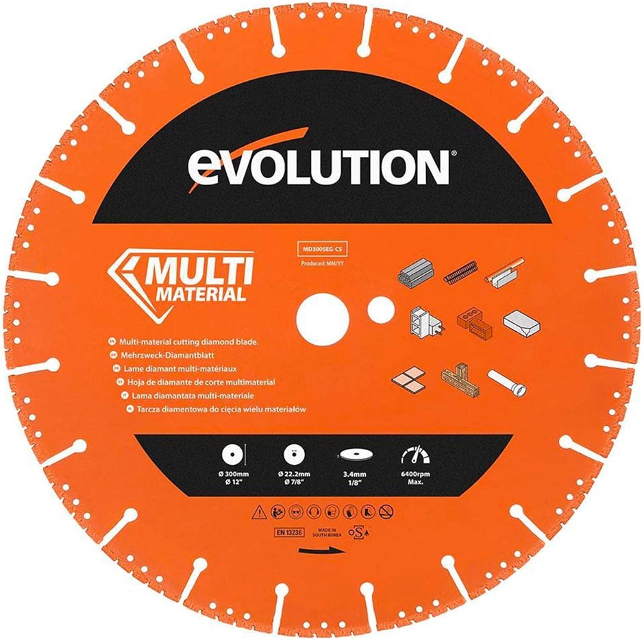 EVOLUTION Multi-Purpose Diamond Blade 12-Inch For Disc Cutter, Concrete Saw