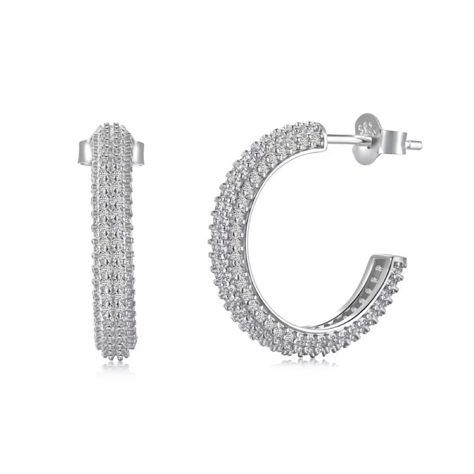 925 Sterling Silver 5A Cubic Zirconia Hoop Earrings