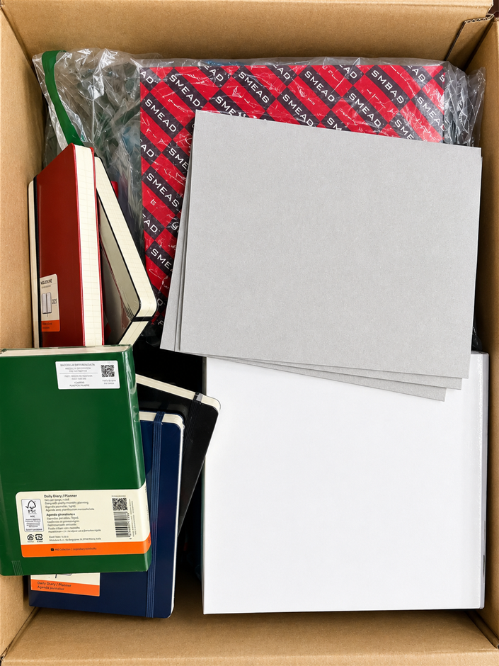 FULL BOX of Stationary & Office Supplies - Moleskin Diaries Journals, SMEAD