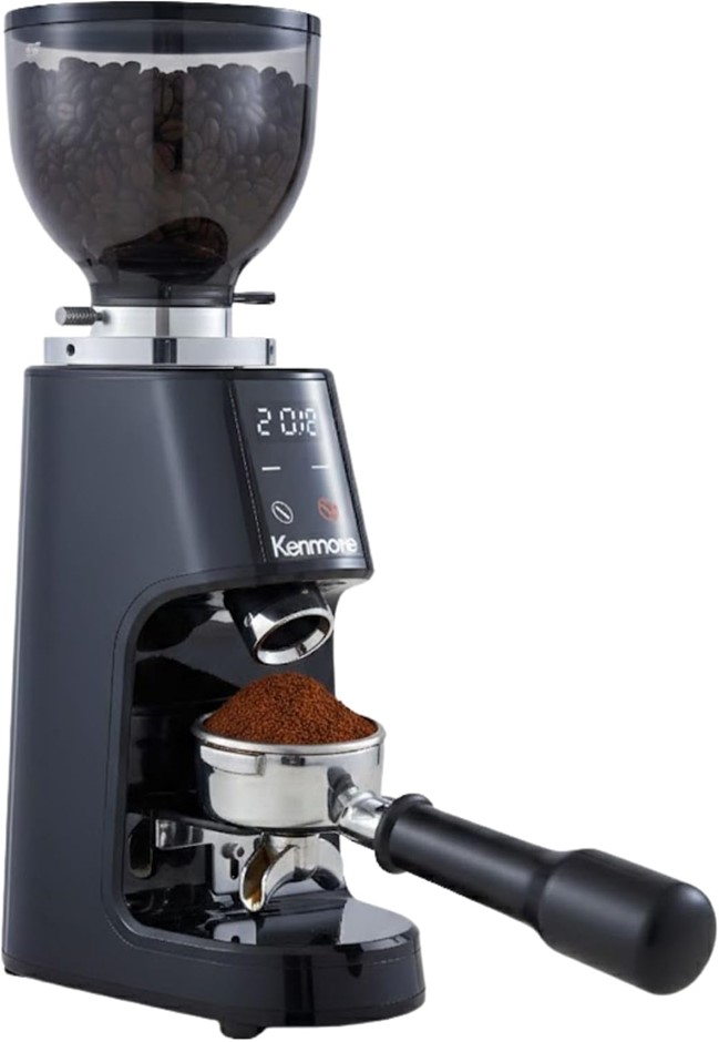 Kenmore 64mm Flat Burr Coffee Grinder, 100 Grind Settings, Digital Timer, 2