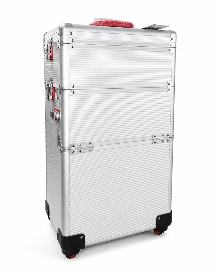 JC Beauty Professional Aluminum Interchangeable Rolling Makeup Train Case L